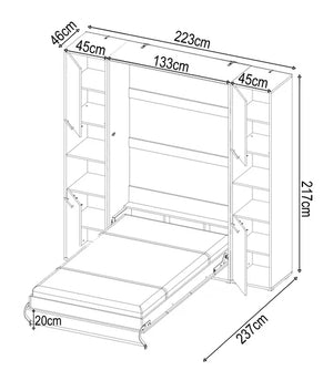 CP-02 Vertical Wall Bed Concept 120cm with Storage Cabinet