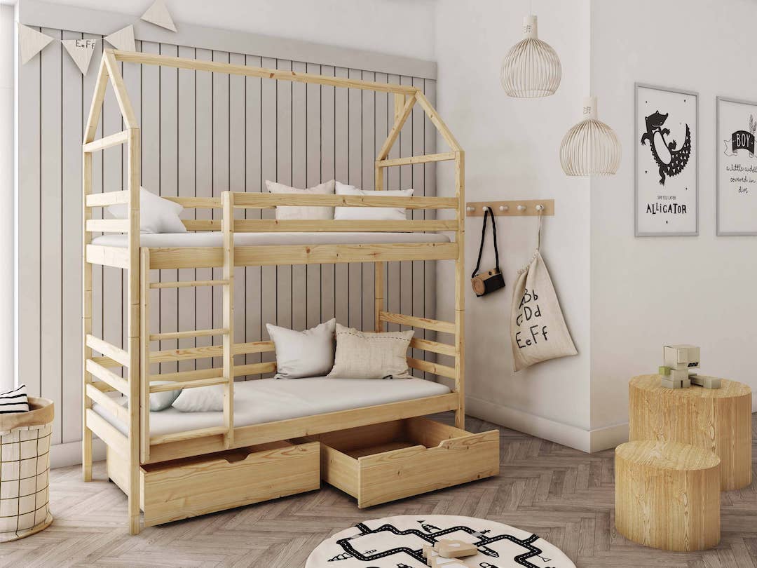 Wooden Bunk Bed With Storage