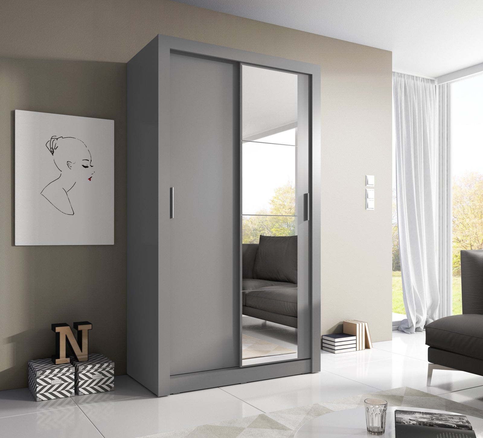 Sliding Door Wardrobe 120cm