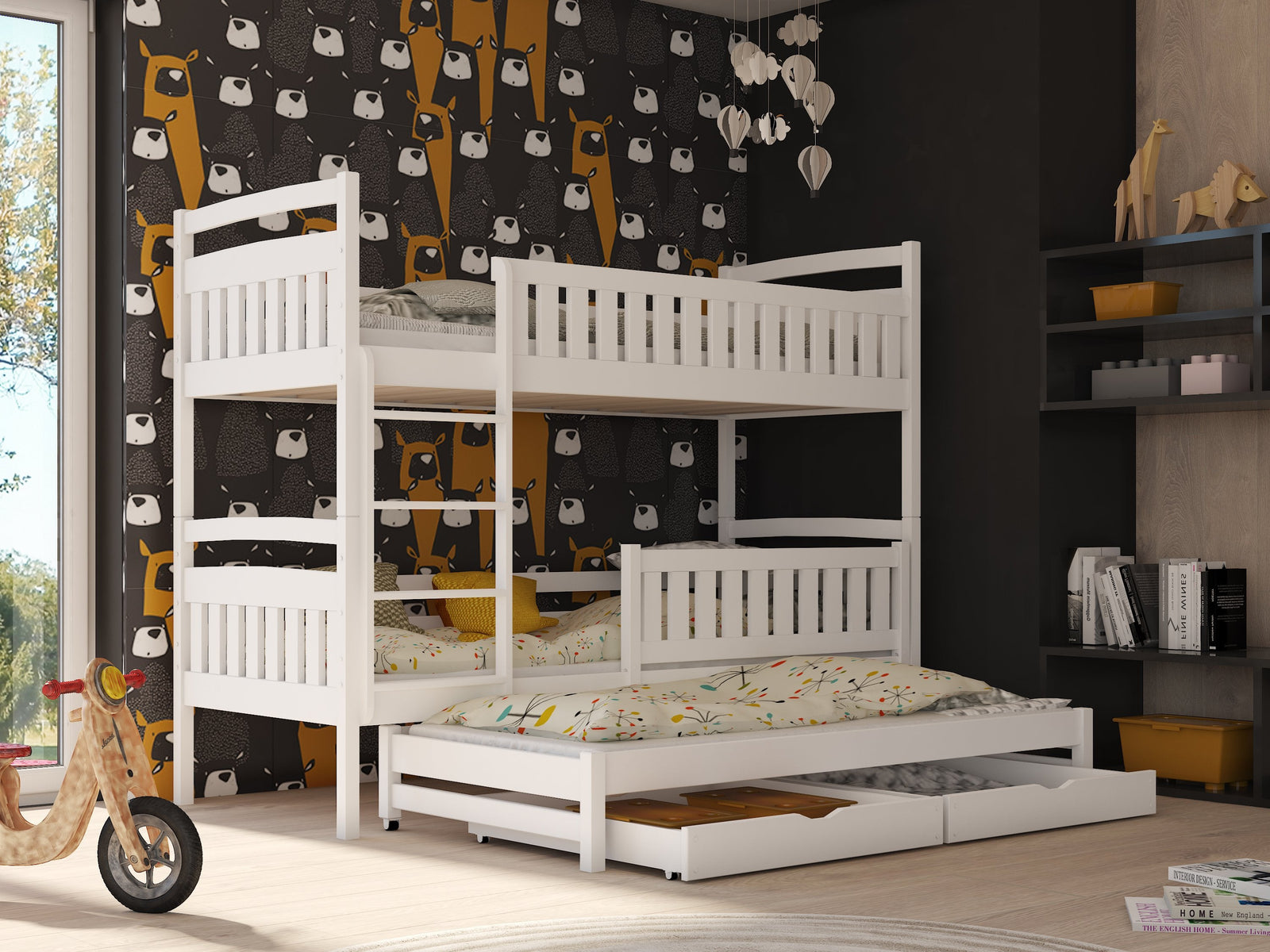 Wooden Bunk Bed with Storage